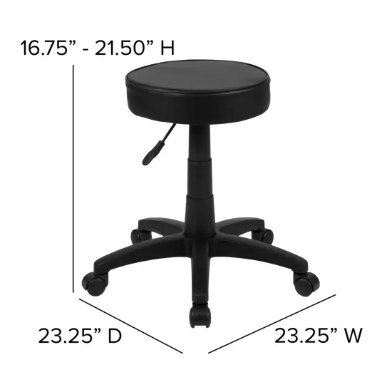 Emma and Oliver Adjustable Doctors Stool on Wheels with Ergonomic Molded Seat Black {5}