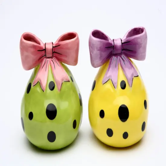 Ceramic Yellow & Green Dotted Salt & Pepper Shakers, Home D&eacute;cor, Gift for Her, Gift for Mom, Kitchen D&eacute;cor {3}