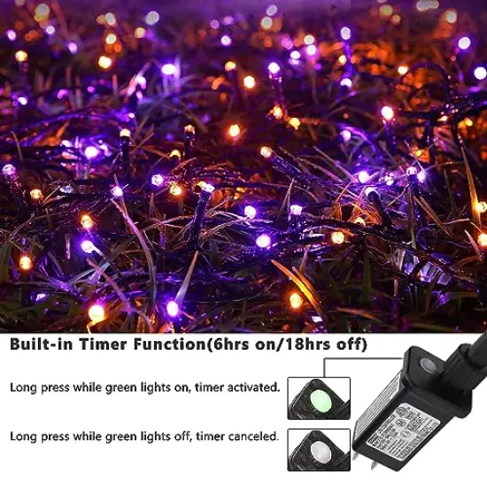 Joomer Orange Purple Halloween Lights 100FT 300 LED Connectable Halloween String Lights with 8 Modes Timer Waterproof Plug-in Orange Purple String Lights for Indoor Outdoor Halloween Decorations {6}