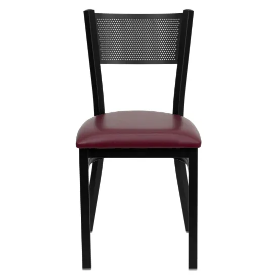 Emma and Oliver Grid Back Metal Restaurant Dining Chair BurgVYL/BlackMetal {2}