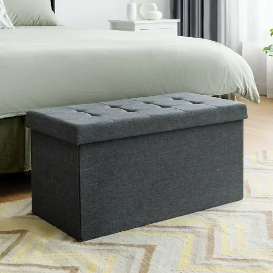 31.5 Inch Fabric Foldable Storage with Removable Storage Bin Dark Grey {3}