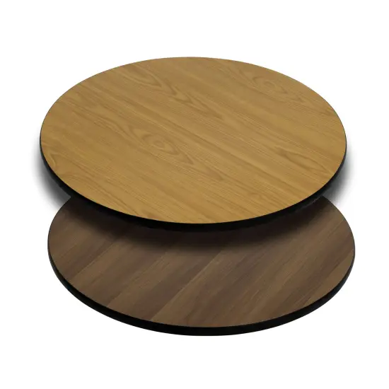 Emma and Oliver 36" Round Table Top with Reversible Laminate Top Natural/Walnut {1}