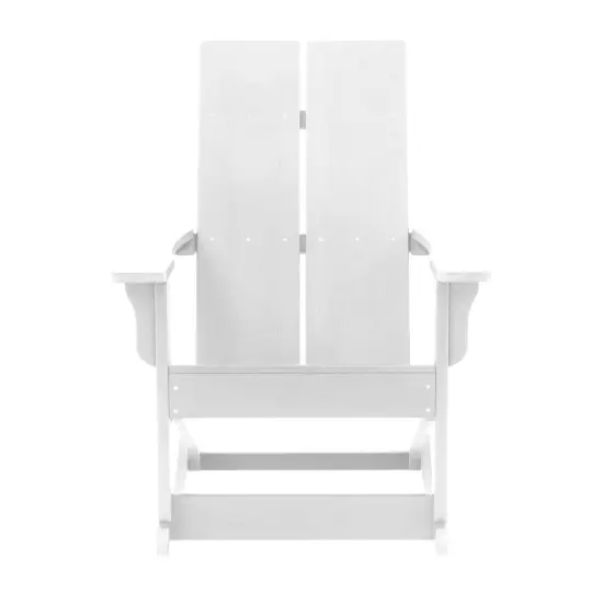 Merrick Lane Set of 2 Wellington UV Treated All-Weather Polyresin Adirondack Rocking Chair for Patio, Sunroom, Deck and More White {6}