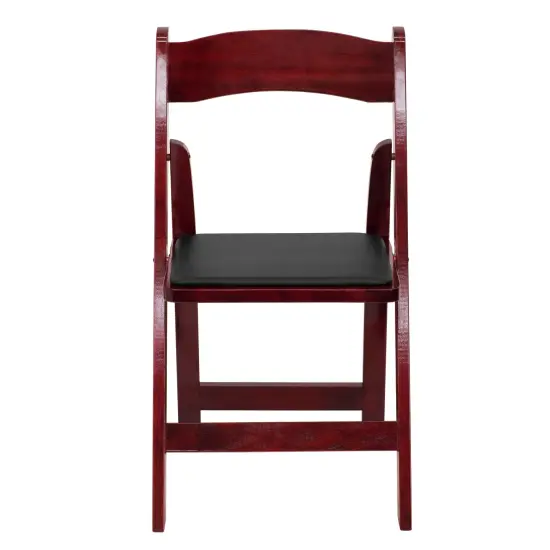 Emma and Oliver 2 Pack Wedding Party Event Wood Folding Chair with Vinyl Padded Seat Mahogany {2}