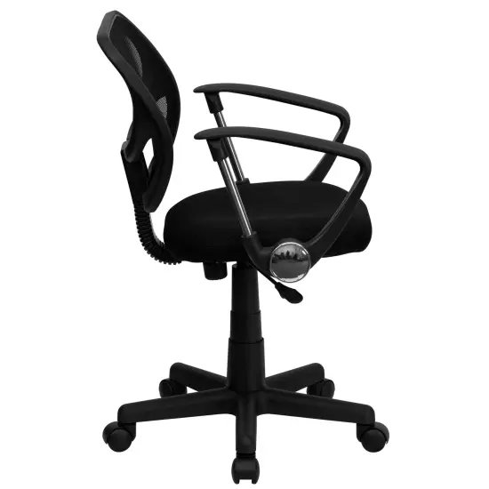 Emma and Oliver Mid-Back Mesh Swivel Task Office Chair with Curved Square Back and Arms Black {5}