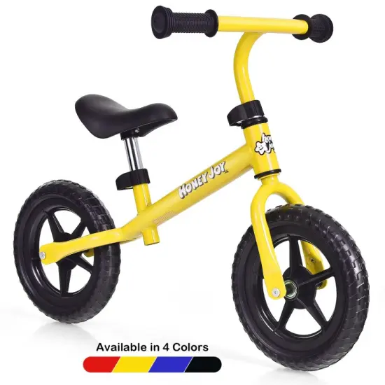 Kids No Pedal Balance Bike with Adjustable Handlebar and Seat Yellow {6}