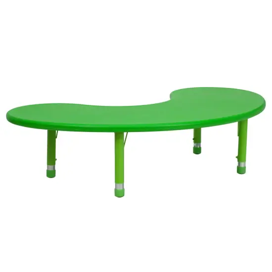 Emma and Oliver 35"W x 65"L Half-Moon Plastic Height Adjustable Activity Table Green {2}