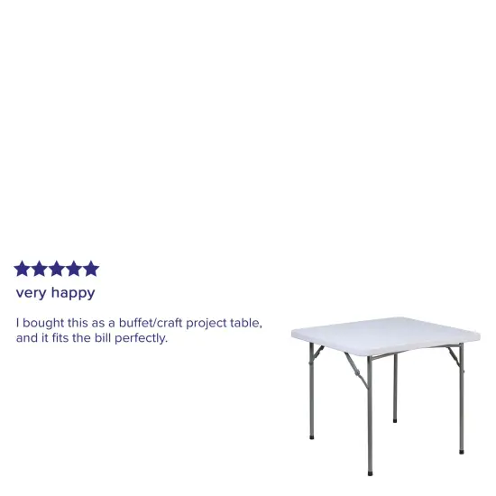 Emma and Oliver 2.81-Foot Square Plastic Folding Table Granite White {3}