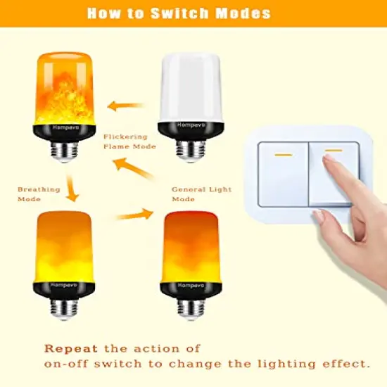 LED Flame Light Bulbs Halloween Decorations, 4 Modes Flickering Light Bulbs with Upside Down Effect, E26/E27 Base Flame Bulb for Christmas Party Home Indoor & Outdoor (2 Pack) {5}