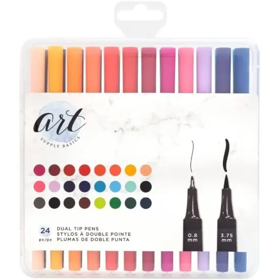 American Crafts 356053 AMC Art Supply Basics Collection Pens Dual Tip 24pc {3}