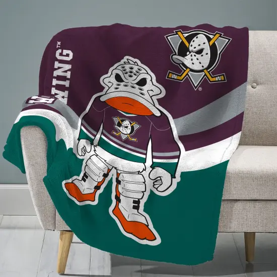 Sleep Squad Anaheim Ducks Wild Wing Mascot Throwback 60&rdquo; x 80&rdquo; Raschel Plush Hockey Blanket {1}