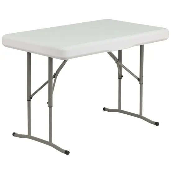 Emma and Oliver 3 Piece Portable Plastic Folding Bench and Table Set Granite White {5}