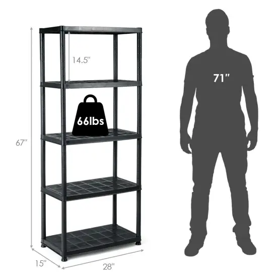 5-Tier Storage Shelving Freestanding Heavy Duty Rack in Small Space or Room Corner {6}