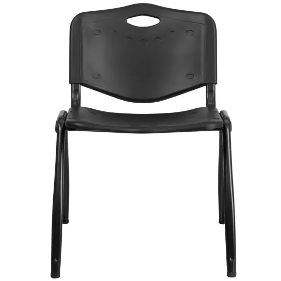 Emma and Oliver 880 lb. Capacity Plastic Stack Chair Black {3}