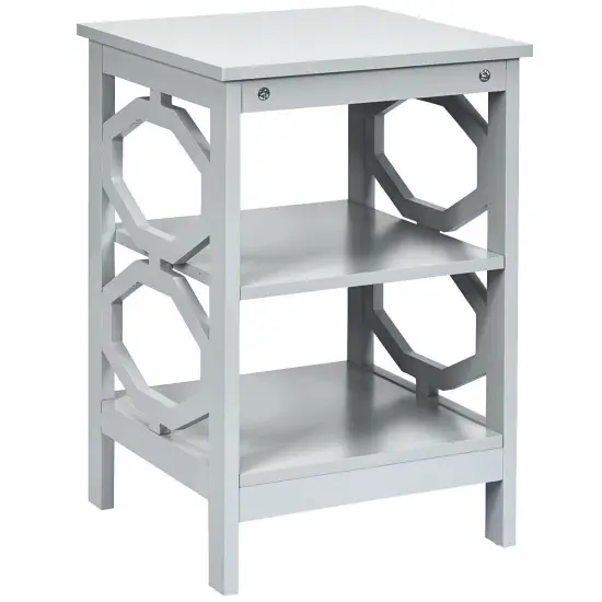 3-tier Nightstand Sofa Side End Accent Table Gray {1}