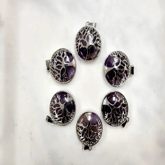 Amethyst Tree of Life Pendant {1}