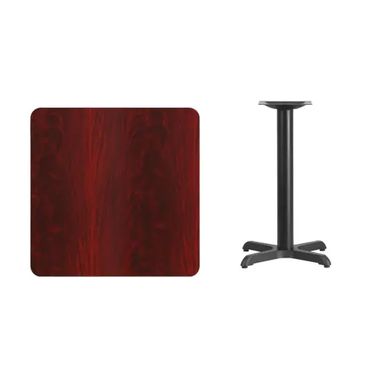 Emma and Oliver 30" Square Laminate Table Top with 22"x22" Table Height Base Mahogany {3}