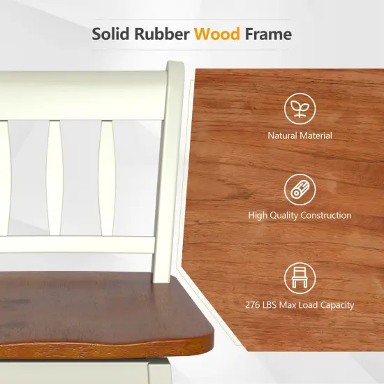 Set of 2 Swivel Bar Stools with 360&deg; Swiveling and High Backrest White {5}