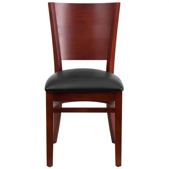 Emma and Oliver Solid Back Wooden Restaurant Dining Chair WalnutSeat/Walnut {7}