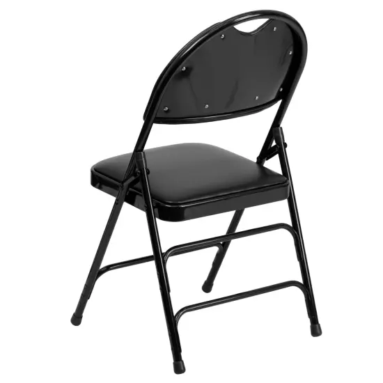 Emma and Oliver 2 Pack Home & Office Easy-Carry Party Events Padded Folding Chair BlackVinyl/Black {4}