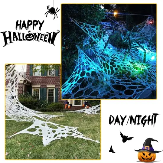 JOYSELLER Spider Web Halloween Decorations Outdoor, Stretchy 450 sqft Halloween Spider Web, Cut-Your-Own Flexible Spider Webbing for Halloween Decor (Spiders Not Included) {2}