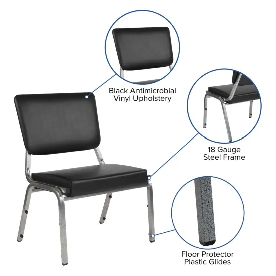 Emma and Oliver 1000 lb. Antimicrobial Bariatric Open Back medical Guest Arm Chair Black Vinyl {2}
