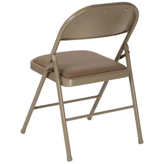 Emma and Oliver 2 Pack Home & Office Portable Vinyl Folding Metal Event Chair Beige {4}
