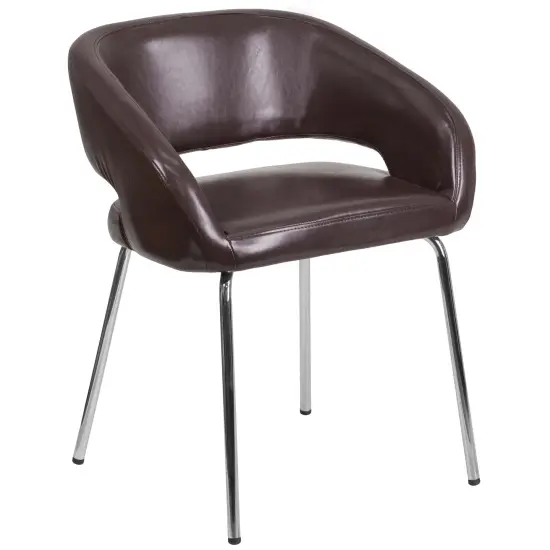 Emma and Oliver Contemporary LeatherSoft Side Reception Chair Brown {1}
