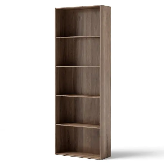 5-Tier Modern Bookcase with Open Storage Shelves and Durable MDF Frame Brown {1}