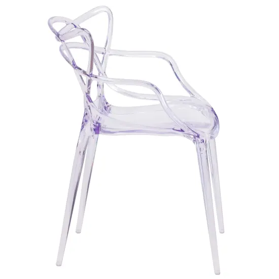 Emma and Oliver Transparent Fluid Style Stacking Side Chair Clear {5}