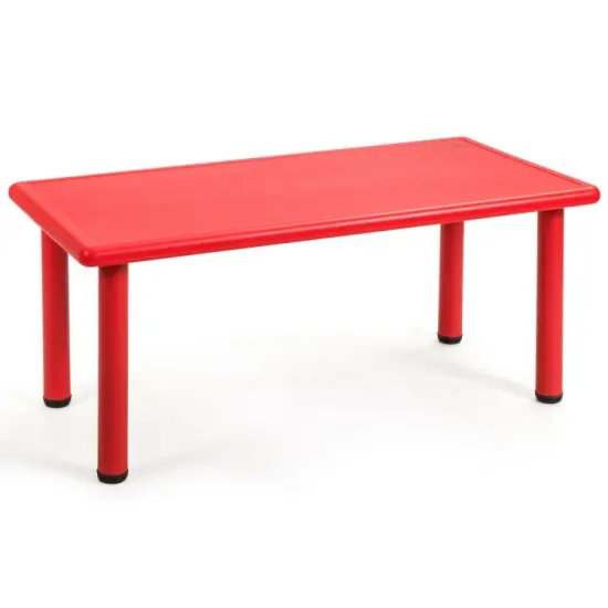 Kids Plastic Rectangular Play Table with Steel Pipe Suitable for Indoor or Outdoor Use Red {7}