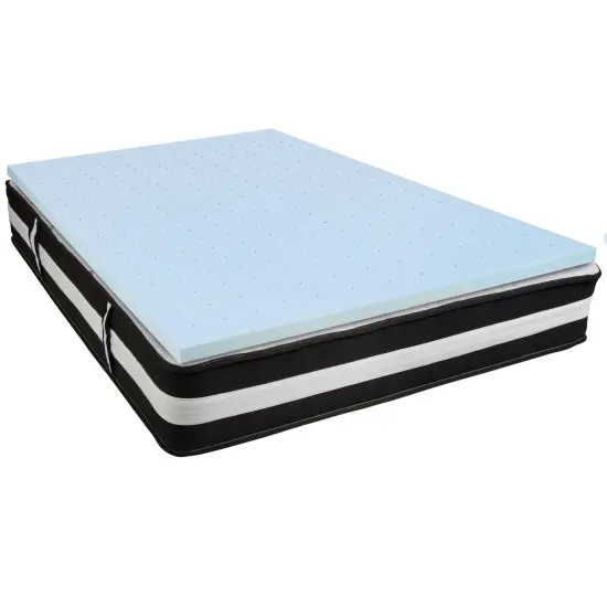 Emma and Oliver 12" Mattress & Gel Memory Foam Topper Bundle Set {2}