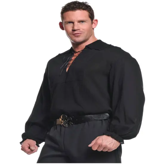 Men's Seven Seas Pirate Black Costume Shirt {1}