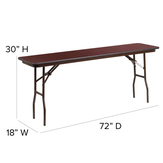 Emma and Oliver 6-Foot Mahogany Melamine Laminate Folding Training Table {5}