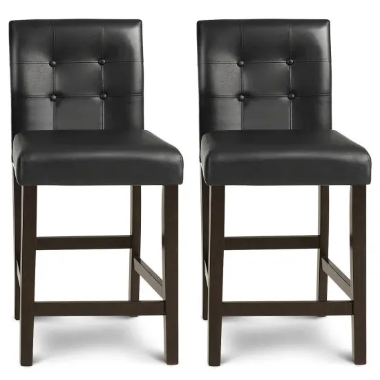 Set of 2 PVC Leather Bar Stools {1}