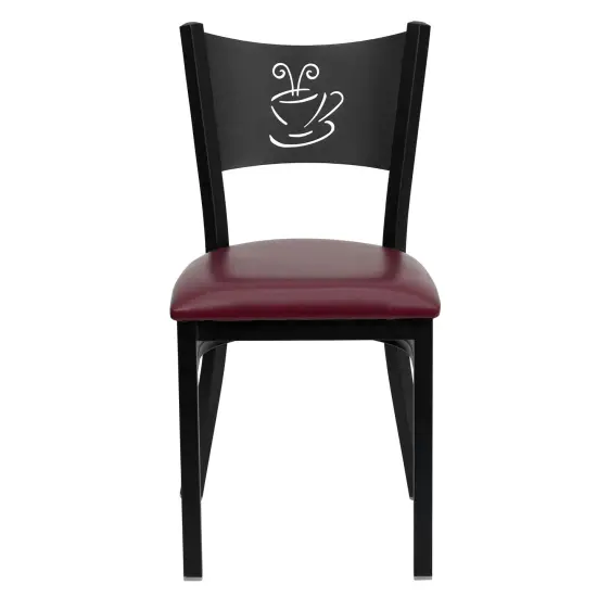 Emma and Oliver Coffee Back Metal Restaurant Dining Chair BurgVYL/BlackMetal {2}