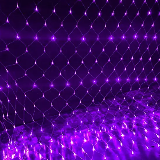 DAZZLE BRIGHT Halloween 360 LED Net Lights, 12FT x 5 FT Connectable String Lights with 8 Lighting Modes, Halloween Decorations for Party Carnival Supplies, Indoor Outdoor Yard Garden Decor (Purple) {6}