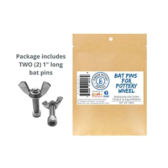 Penguin Pottery - Bat Pin - 1" Long - Set of 2 - Works with Any Standard Wheel Head Ceramic Bats - Pottery Wheel Bat- Replacement Bat Pins {3}