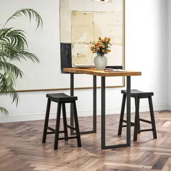Rubber Wood Saddle Stools, Ergonomic & Space Saving Black {3}