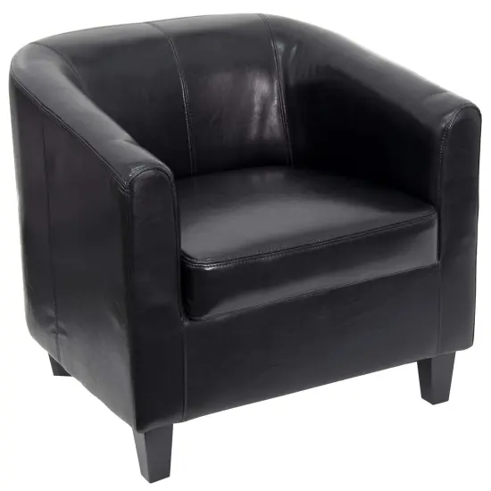 Emma and Oliver Faux Leather Lounge Chair with Sloping Arms Black {1}
