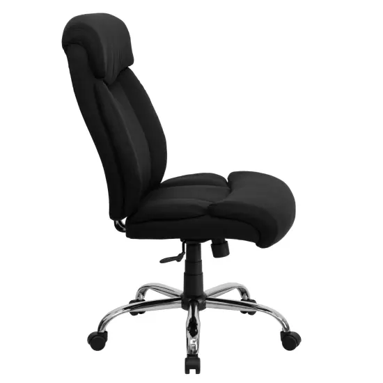 Emma and Oliver 400 lb. Big & Tall High Back Full Headrest Ergonomic Office Chair w/ Chrome Base Black Fabric {4}