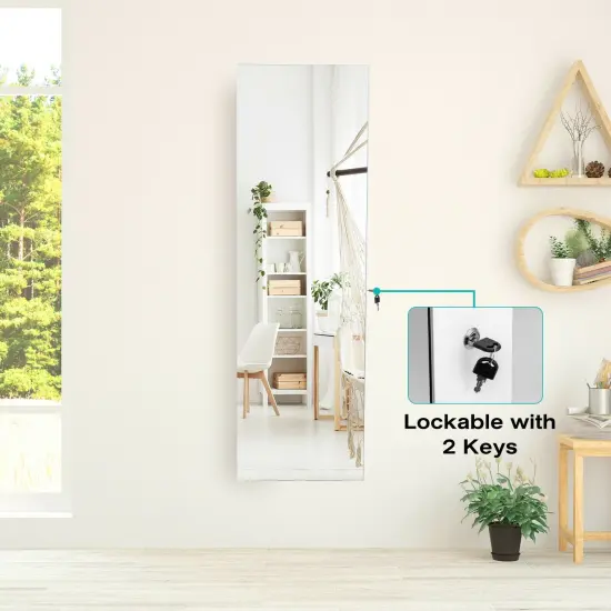 Multipurpose Storage Jewelry Cabinet with 4 Drawers and Full-length Mirror White {3}