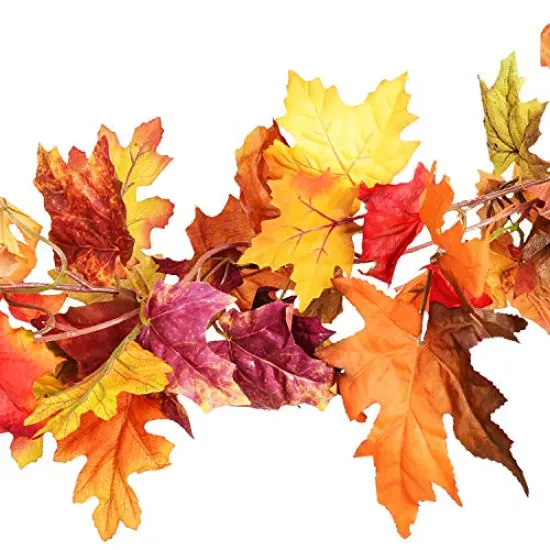 2 Pack Fall Garland Maple Leaf, 5.9Ft/Piece Hanging Vine Garland Artificial Autumn Foliage Garland Thanksgiving Decor for Home Wedding Fireplace Party Christmas {4}
