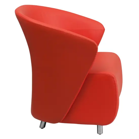 Emma and Oliver Home Office Curved Barrel Back Lounge Chair Red {4}