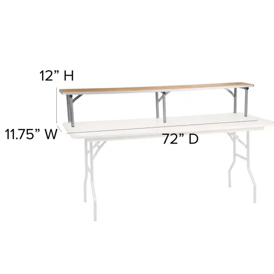 Emma and Oliver 72'' x 12'' x 12'' Birchwood Bar Top Riser with Silver Legs Natural {4}