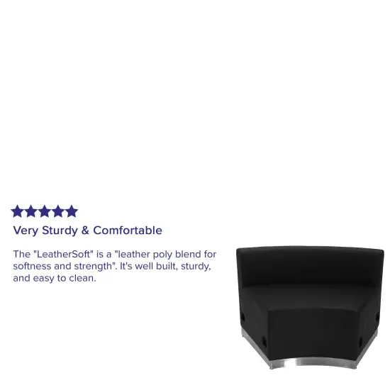 Emma and Oliver Modular Reception Concave Chair with Brushed Stainless Steel Base Black {3}