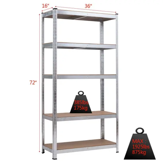72 Inch Storage Shelf Steel Metal 5 Levels Adjustable Shelves {3}