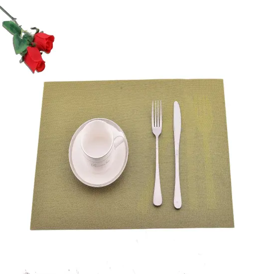 Green Snowflakes Jacquard 12" x 18" In. Woven Non-Slip Washable Placemat Set of 4 {1}