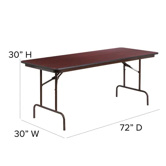 Emma and Oliver 6-Foot Mahogany Melamine Laminate Folding Banquet Table {4}