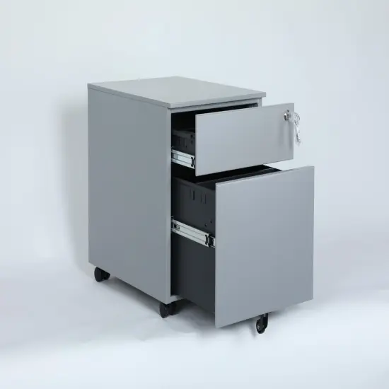 2 Drawer Mobile File Cabinet with Lock Metal Filing Cabinet for Legal File and Documents Grey {2}